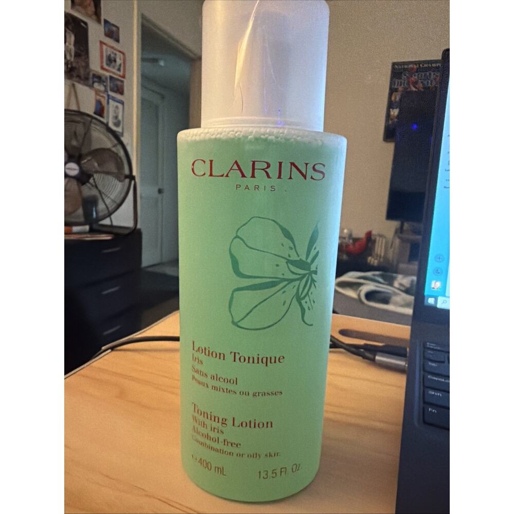 Clarins Toning Lotion with Iris Alcohol Free for Combination Or Oily Skin 13.5FL